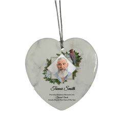 Large Hanging Ceramic Heart Christmas Memorial Decoration-Uncle