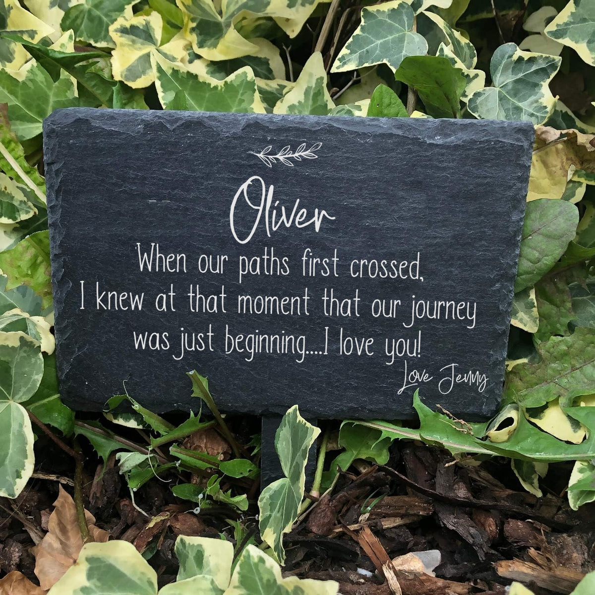 Personalised Slate Plant Marker Garden or Pot Plaque Love Anniversary Valentines