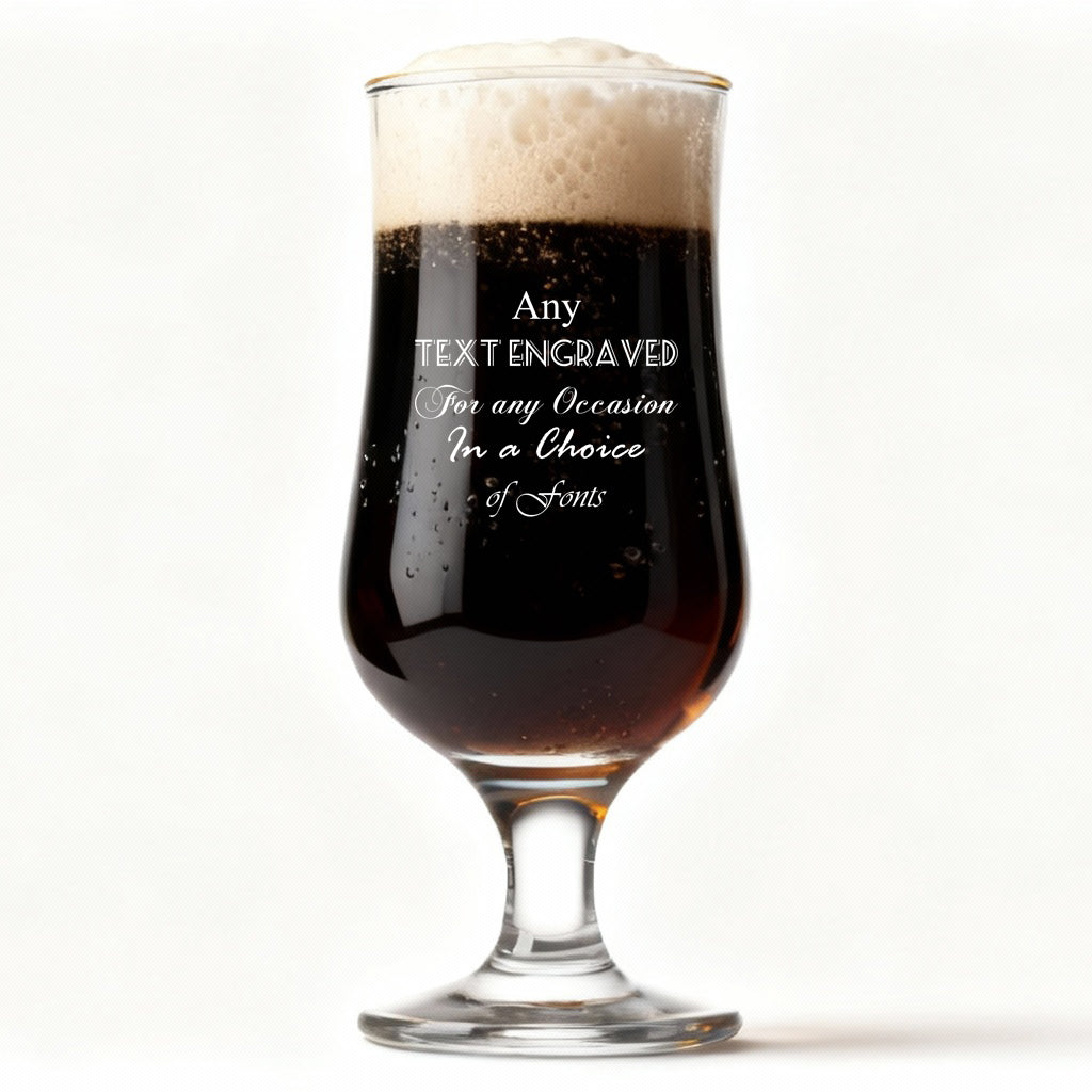 Personalised Stemmed Beer Glass with Custom Text Engraved