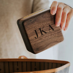 Personalised Initials Luxury Black Walnut Wood Jewellery Box Gift Engraved