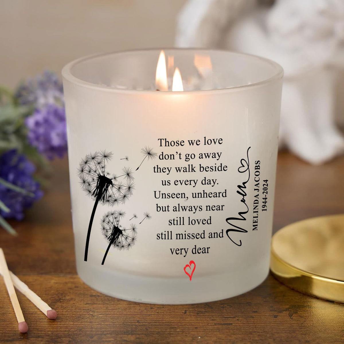 Personalised Condolence Sympathy gift Remembrance Candle Mum