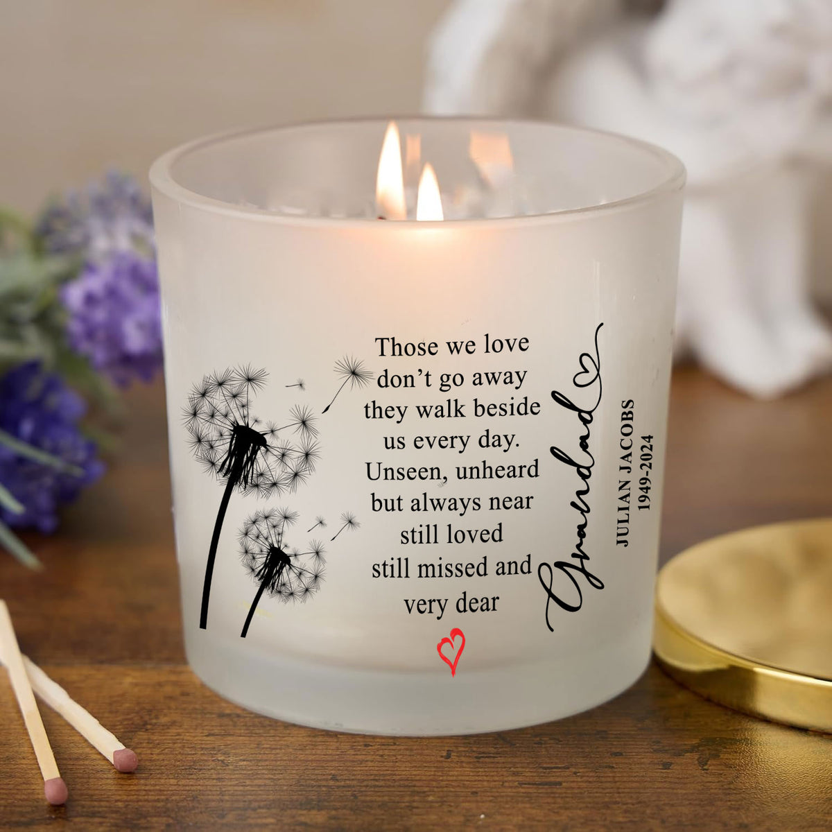 Personalised Condolence Sympathy gift Remembrance Candle Grandad