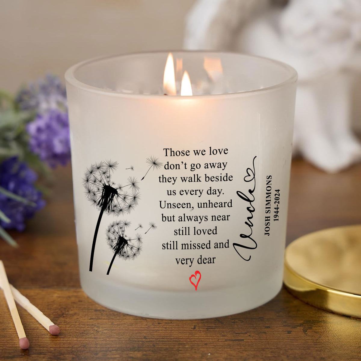 Personalised Condolence Sympathy gift Remembrance Candle Uncle