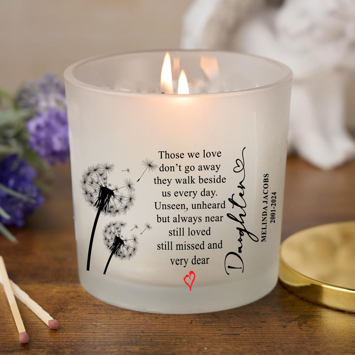 Personalised Condolence Sympathy gift Remembrance Candle Daughter