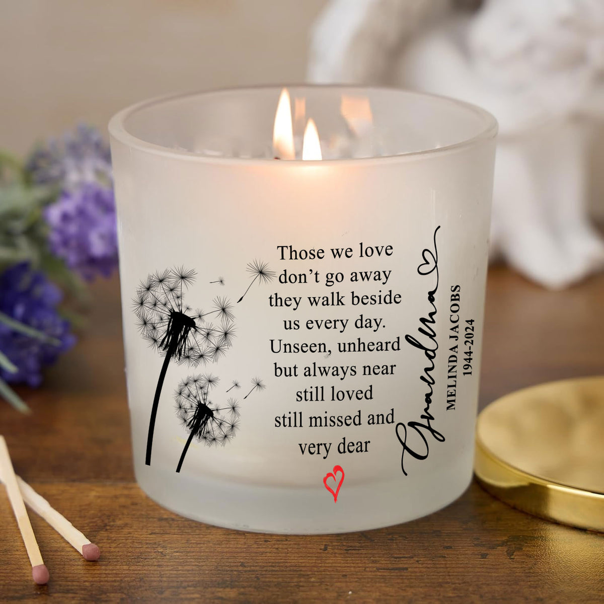 Personalised Condolence Sympathy gift Remembrance Candle Grandma