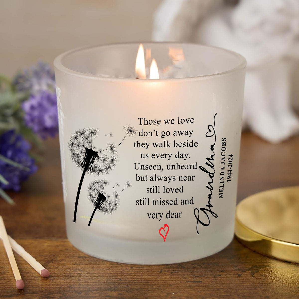 Personalised Condolence Sympathy gift Remembrance Candle Grandma