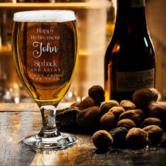 Personalised Retirement Gift Craft Beer Cider Ale Glass For Him 1 Pint