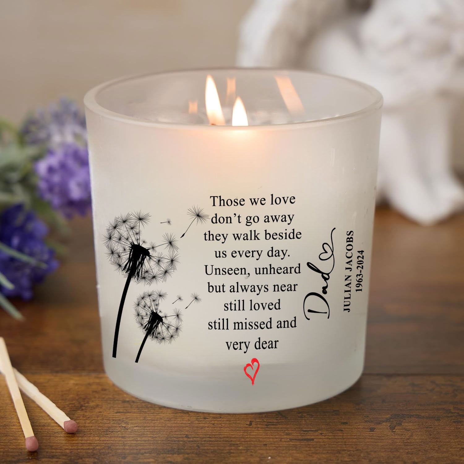 Personalised Condolence Sympathy gift Remembrance Candle Dad