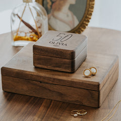 Personalised Any Age Birthday Black Walnut Wood Jewellery Box Gift 16th, 18th, 21st, 30th, 40th, 50th