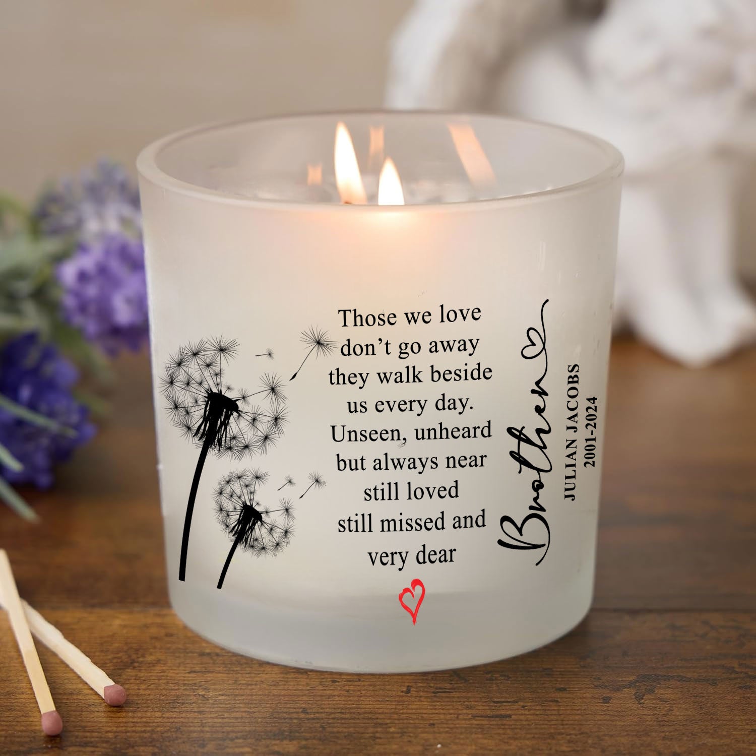 Personalised Condolence Sympathy gift Remembrance Candle Brother