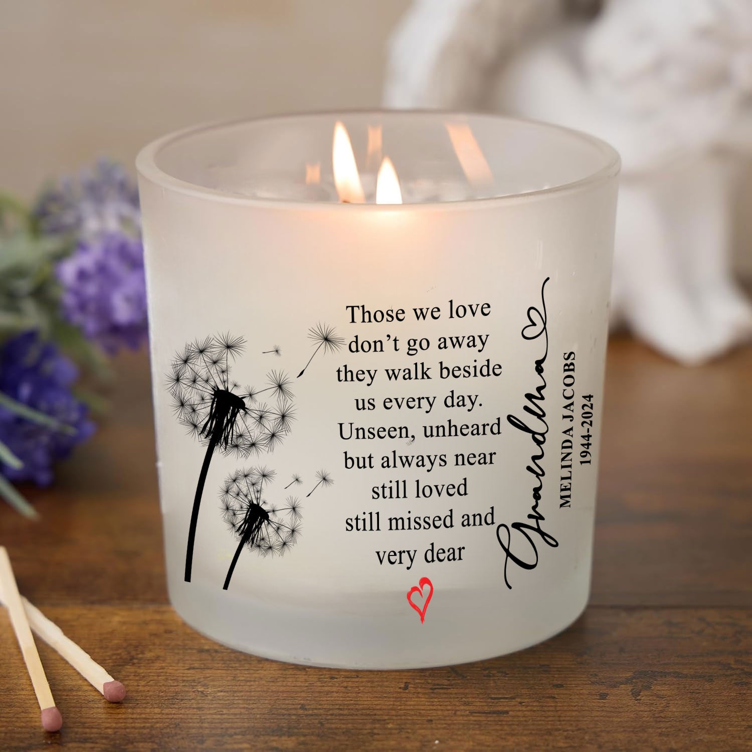 Personalised Condolence Sympathy gift Remembrance Candle Grandma