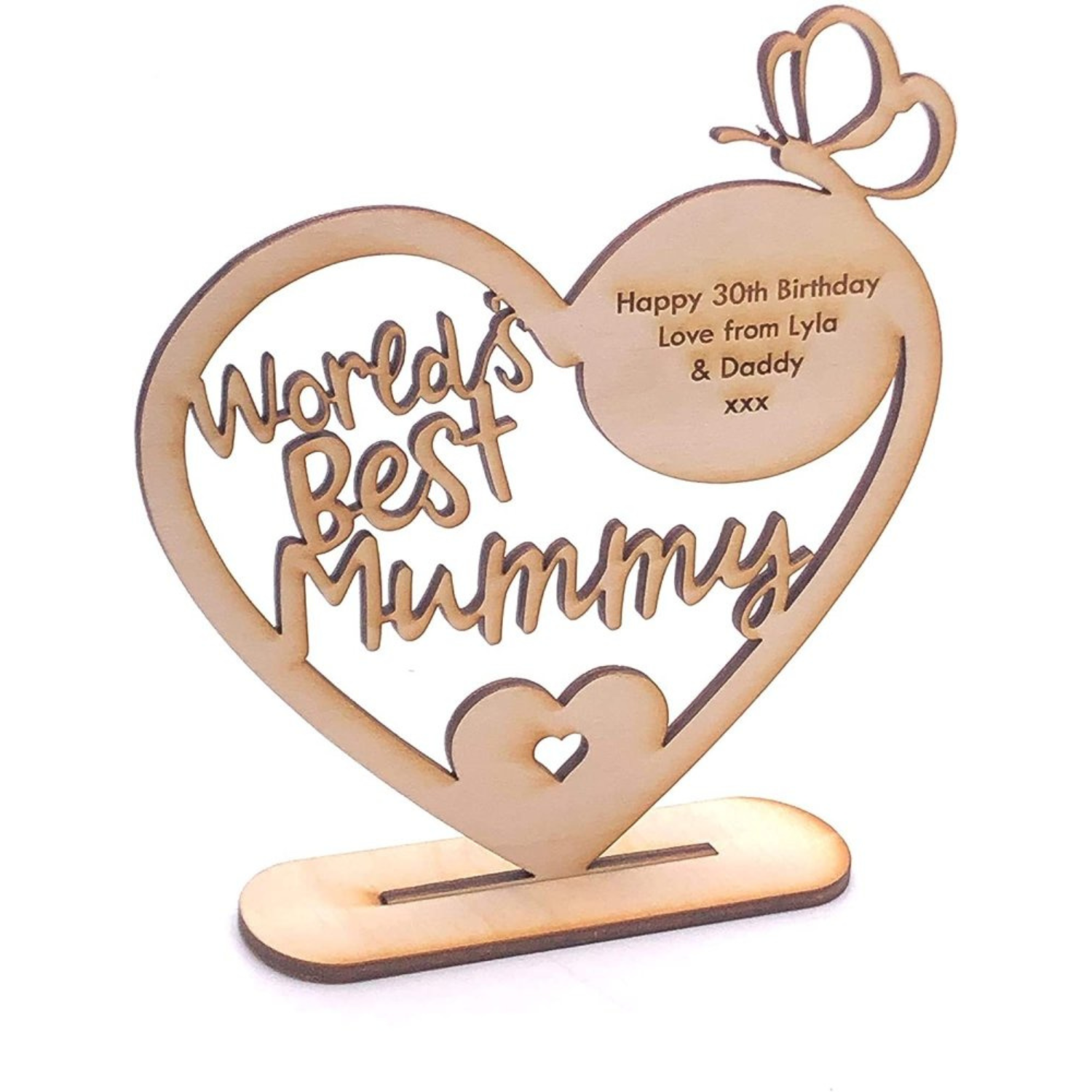 ukgiftstoreonline Personalised Wooden Freestanding Heart Gift For Mummy With Message Personalised Heart Gifts ukgiftstoreonline