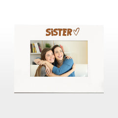 White Engraved Sister Picture Photo Frame Heart Gift Landscape