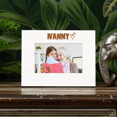 White Engraved Nanny Picture Photo Frame Heart Gift Landscape