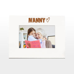 White Engraved Nanny Picture Photo Frame Heart Gift Landscape