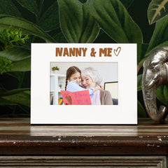 White Engraved Nanny and Me Picture Photo Frame Heart Gift Landscape