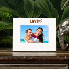 White Engraved Love Picture Photo Frame Heart Gift Landscape