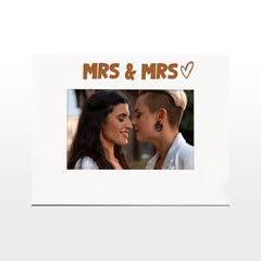 White Engraved Wedding Picture Photo Frame Mrs and Mrs Heart Gift Landscape