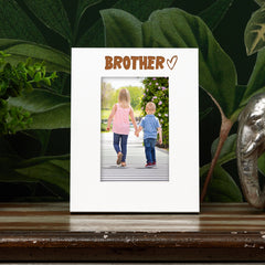 White Engraved Brother Picture Photo Frame Heart Gift Portrait