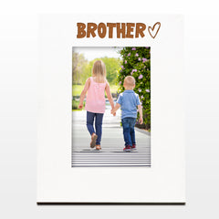 White Engraved Brother Picture Photo Frame Heart Gift Portrait