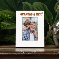 White Engraved Grandad and Me Picture Photo Frame Heart Gift Portrait