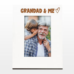White Engraved Grandad and Me Picture Photo Frame Heart Gift Portrait