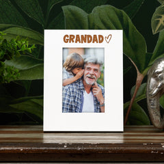White Engraved Grandad Picture Photo Frame Heart Gift Portrait