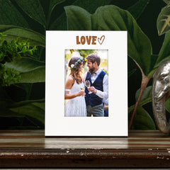 White Engraved Love Heart Photo Frame Gift Portrait