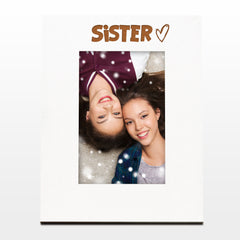 White Engraved Sister Picture Photo Frame Heart Gift Portrait
