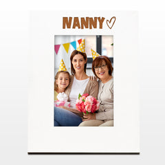 White Engraved Nanny Picture Photo Frame Heart Gift Portrait