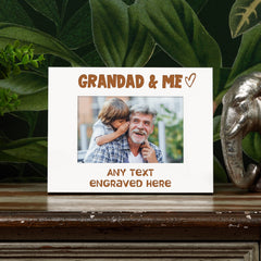 White Engraved Grandad And Me Personalised Photo Frame Heart Gift