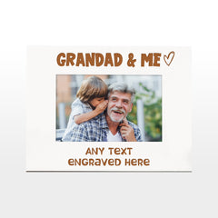 White Engraved Grandad And Me Personalised Photo Frame Heart Gift