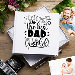 Best Dad Photo Album, Gift Boxed, White Hardcover, Holds 50 6"x4" Photos, Father's Day Gift