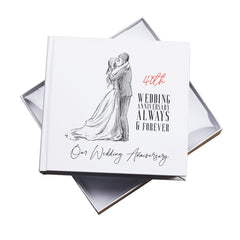 40th Wedding Anniversary Photo Album, White, Holds 50 Photos 6" x 4" , Gift Boxed