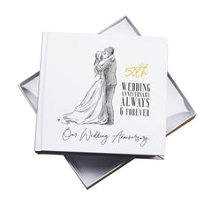 50th Wedding Anniversary Photo Album, White, Holds 50 Photos 6" x 4" , Gift Boxed Pack of 5 Wholesale Trade