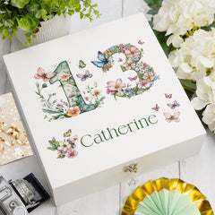 Personalised 13th Birthday Memory Box, Keepsake Box Gift With Flowers and Butterflies ukgiftstoreonline