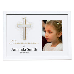 Personalised Communion Photo Frame With Silver Cross