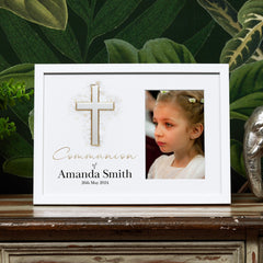 Personalised Communion Photo Frame With Silver Cross