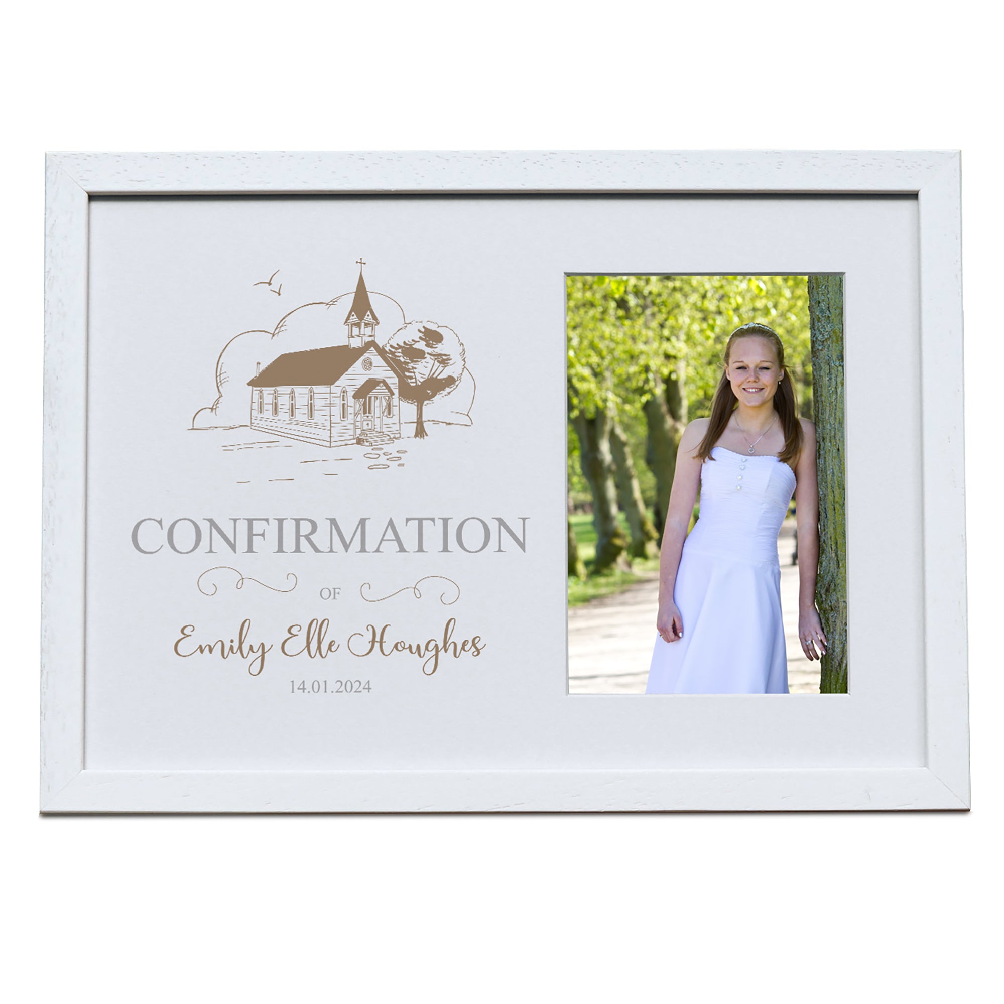 Personalised Confirmation Photo Frame With Church Background ...