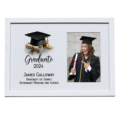 Personalised Graduation Photo Frame Gift With Hat and Scroll