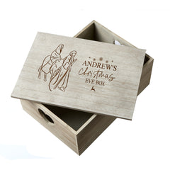 Personalised Large Christmas Eve Crate Keepsake Box With Nativity Scene