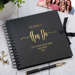 Personalised Elegant Hen Do Guest Book, Custom Hen Party Memories Scrapbook Keepsake Album Memory Book