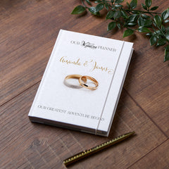 Personalised Wedding Planner Book Engagement Gift Rings and Background