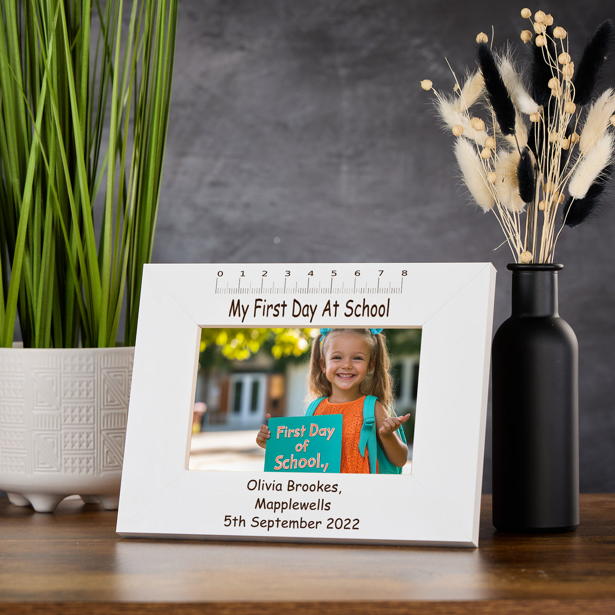 Personalised First Day At School White Photo Frame Engraved