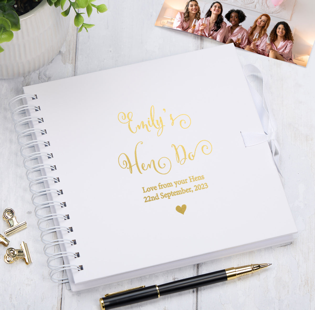 Personalised Elegant Multiple Colour Hen Do Guest Book Scrapbook or Photo Album Scrapbook ukgiftstoreonline White