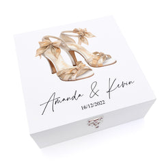 Personalised Couples Wedding Box Keepsake Memories With Bridal Shoes