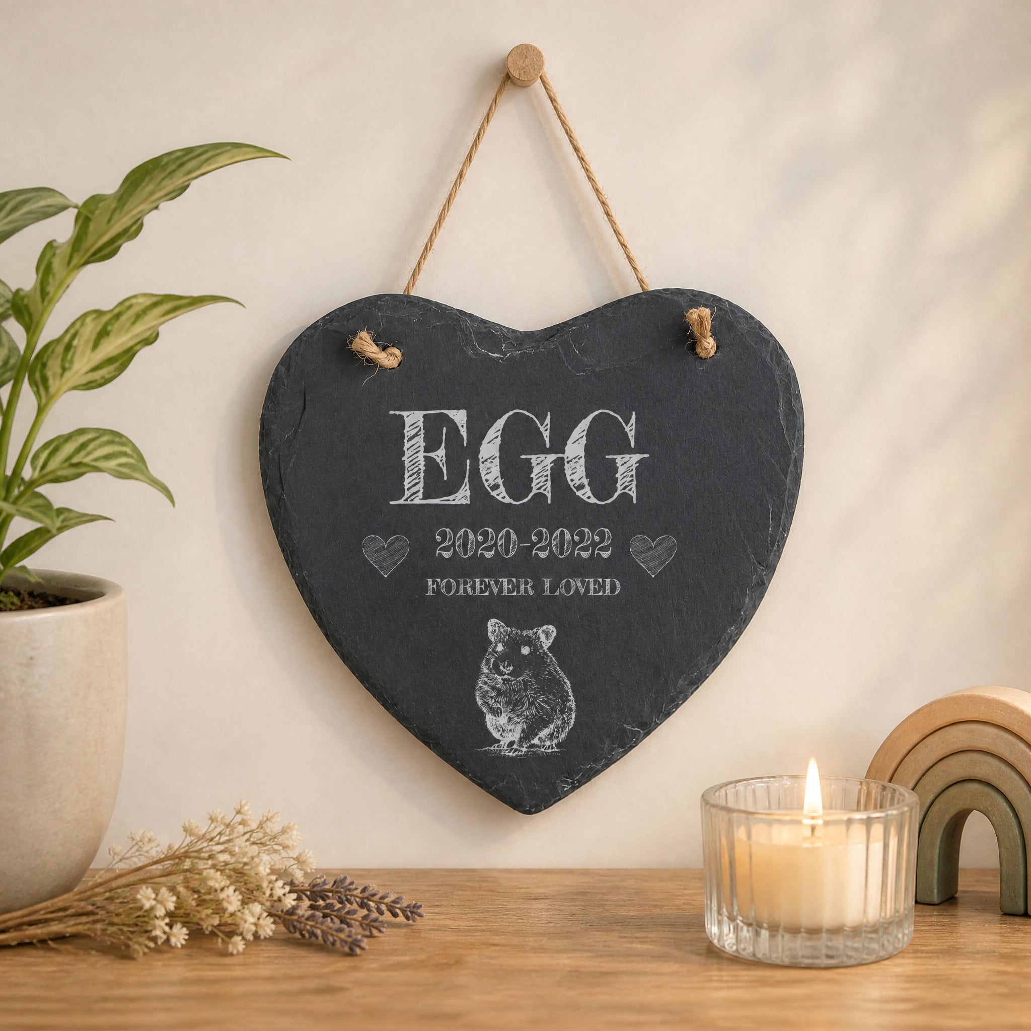 ukgiftstoreonline Personalised Hamster Remembrance Memorial Slate Heart Stone Plaque Personalised Slates ukgiftstoreonline
