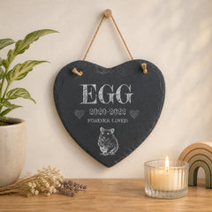 ukgiftstoreonline Personalised Hamster Remembrance Memorial Slate Heart Stone Plaque Personalised Slates ukgiftstoreonline