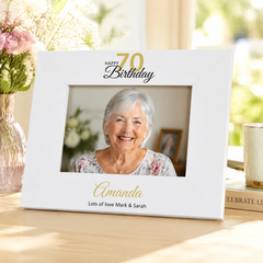 Personalised 70th Birthday Photo Frame Landscape With Name and Sentiment ukgiftstoreonline
