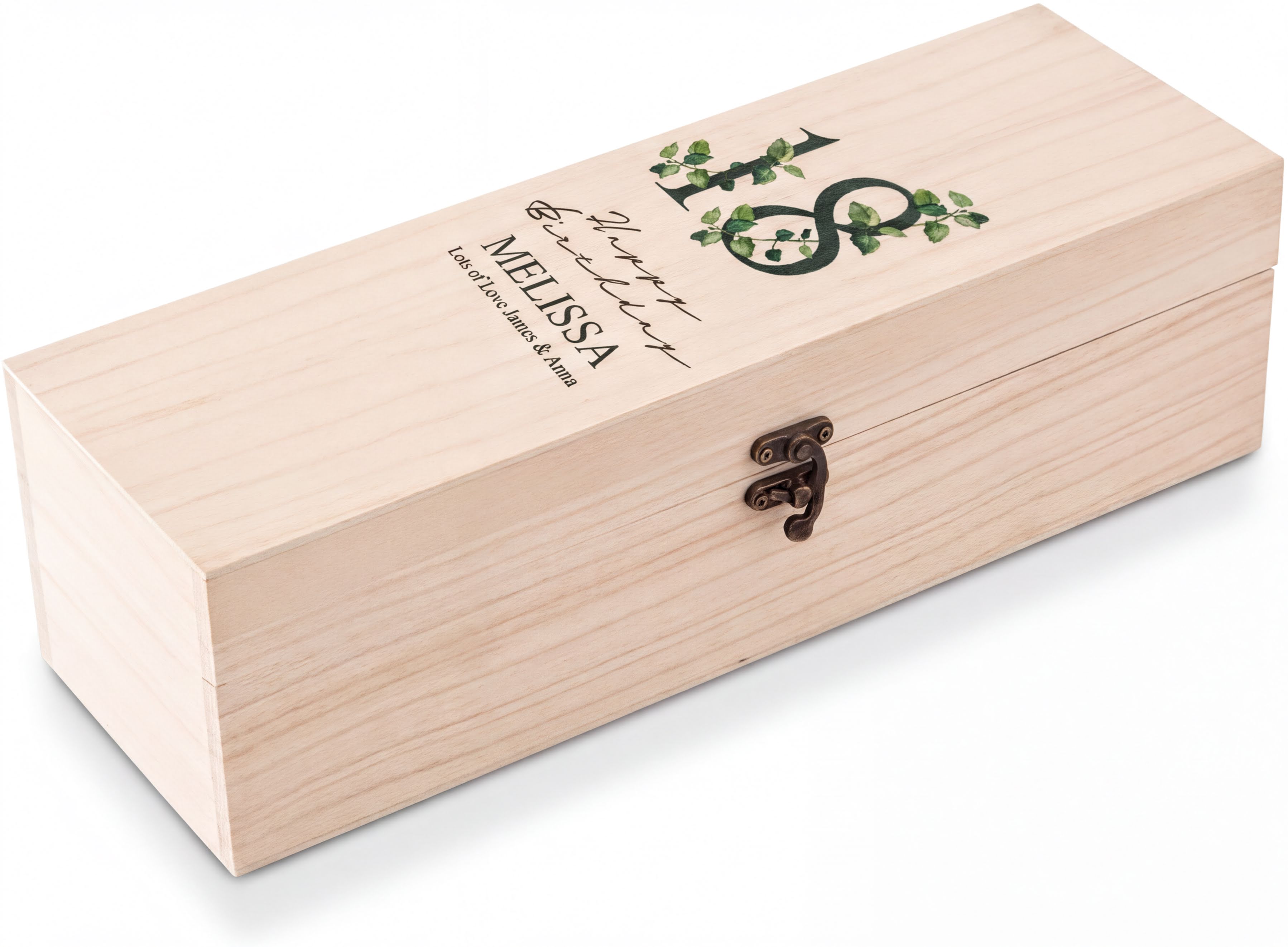 Personalised 18th Birthday Wine or Champagne Box Gift With Leaf Design WI-5 Champagne Bottle Holder ukgiftstoreonline